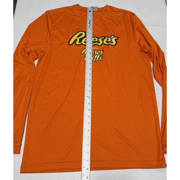 Reese's Pieces Mens T-Shirt Size M Reeses Puffs Candy Logo Long Sleeve Orange - Picture 8 of 12